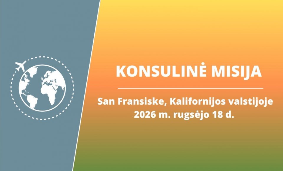 Rugsėjo 18 d. rengiama konsulinė misija San Fransiske, Kalifornijos valstijoje